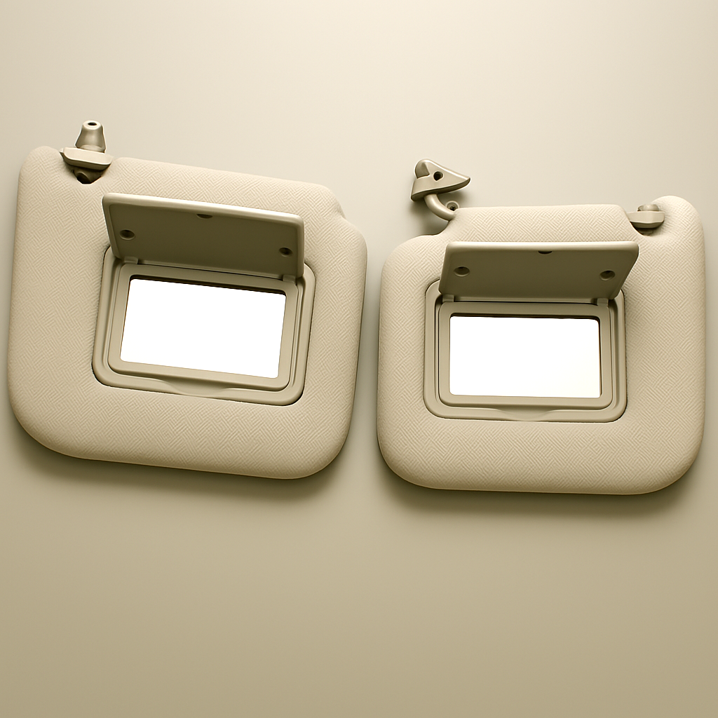 13-19 Nissan Sentra Sunvisors set OEM Gray Cloth Vanity Mirror pair sun visors