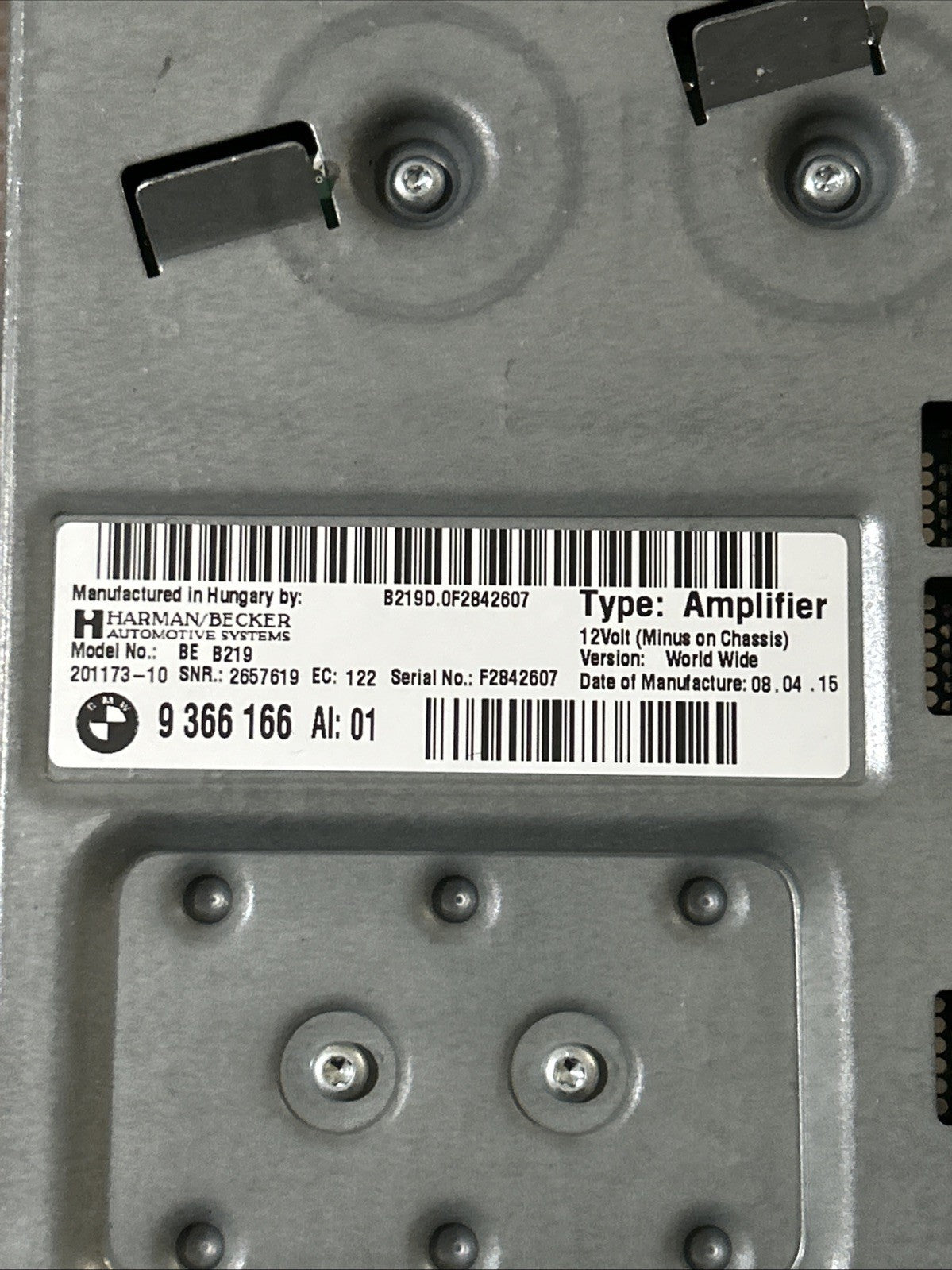 12-17 BMW F01 F02 F06 F10 F11 F12 F13 M5 M6 AMPLIFIER AMP AUDIO HARMAN BECKER