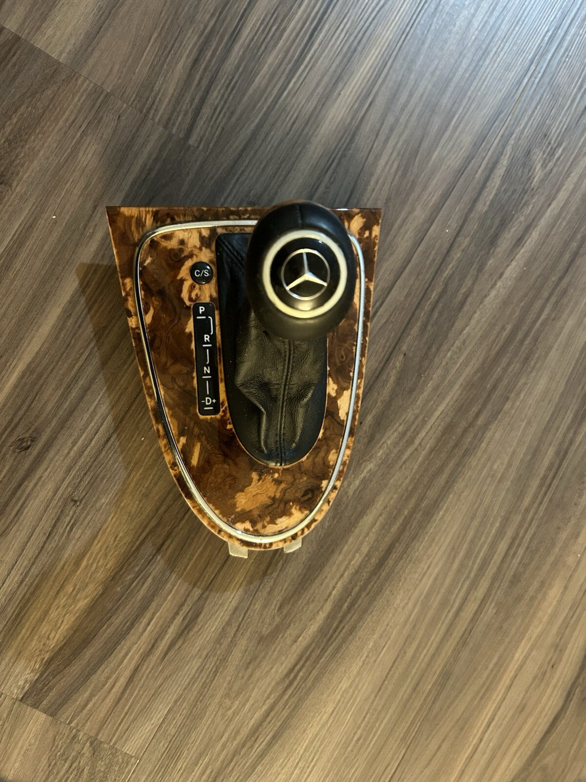 2007-09 Mercedes W211 E350 E550 OEM Shifter Knob Boot Cover Black & Wood Factory