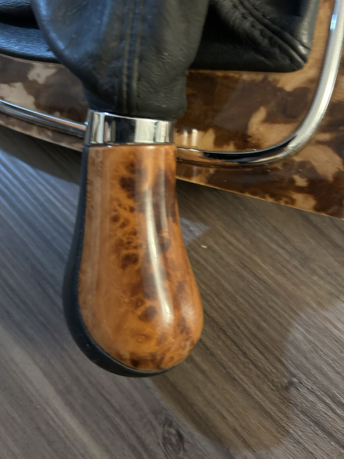 2007-09 Mercedes W211 E350 E550 OEM Shifter Knob Boot Cover Black & Wood Factory