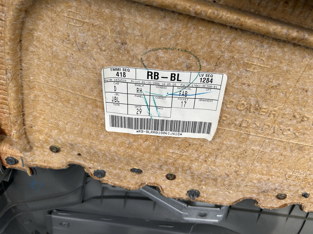 2001-2007 TOYOTA Tundra REAR Right Passenger SIDE DOOR PANEL TRIM Gray OEM