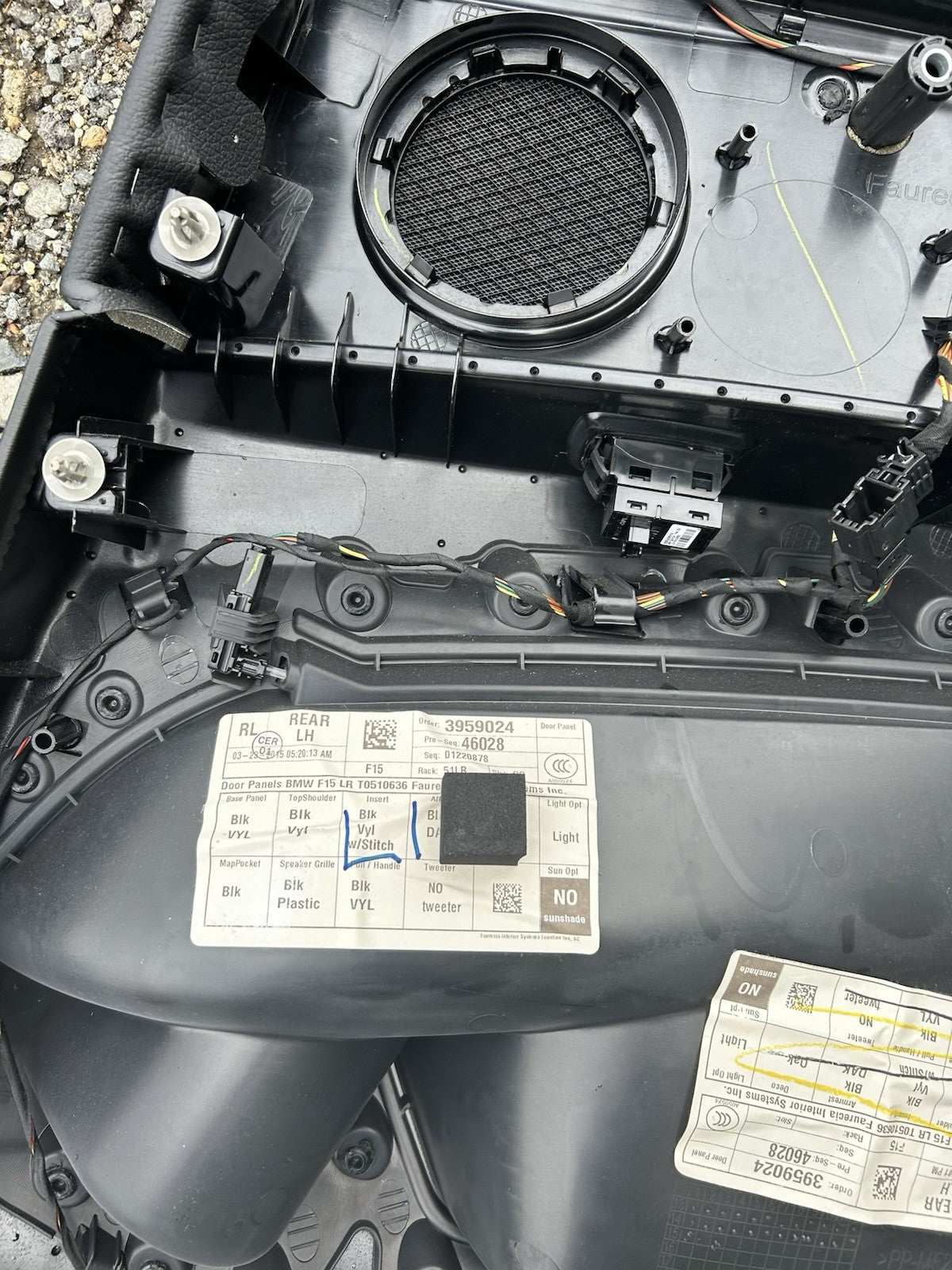 14-18 BMW X5 F15 Rear Left Driver Door Panel Card W/ Black OEM