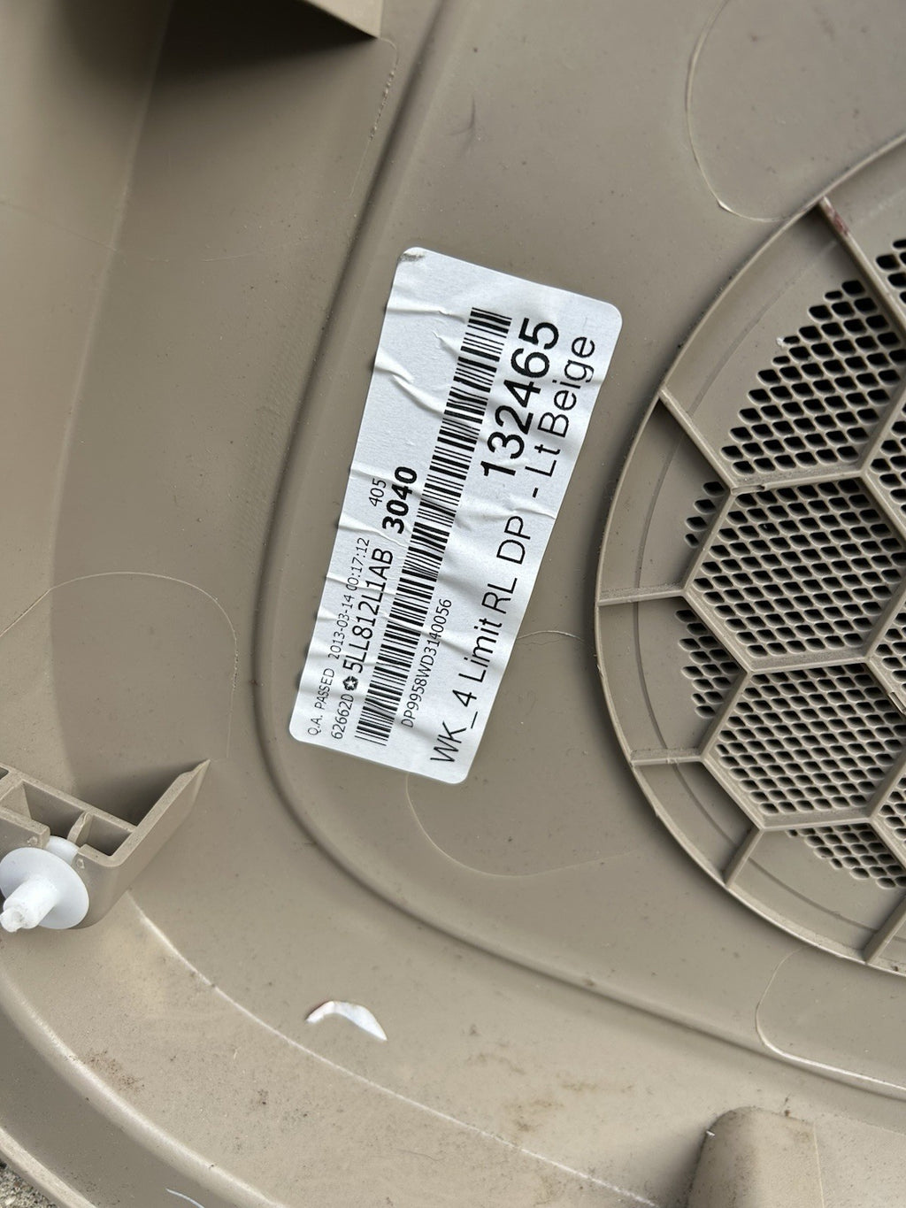 14-21 Grand Cherokee Frost Beige Rear Driver Side Left Interior Door Trim Panel