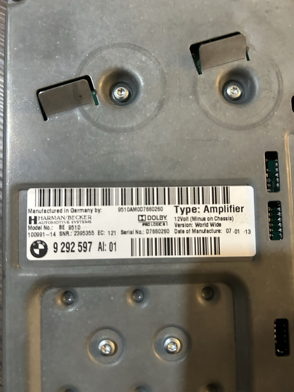 2013-2016 BMW 528I 535 550I 640 650 M5 M6 HARMAN KARDON BECKER AMPLIFIER 9292597