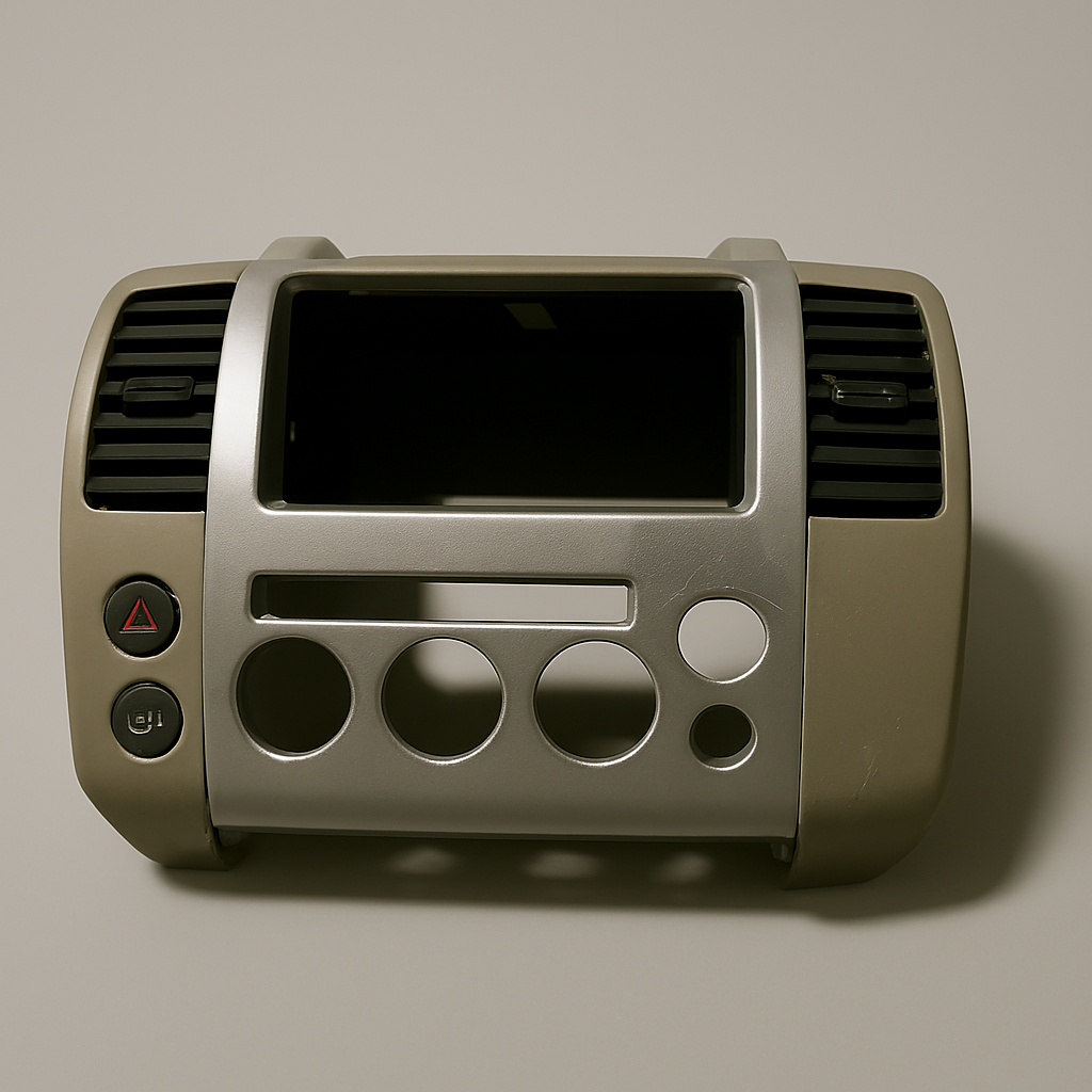 2005-2007 NISSAN PATHFINDER RADIO BEZEL DIGITAL TAN SILVER SURROUND TRIM DASH