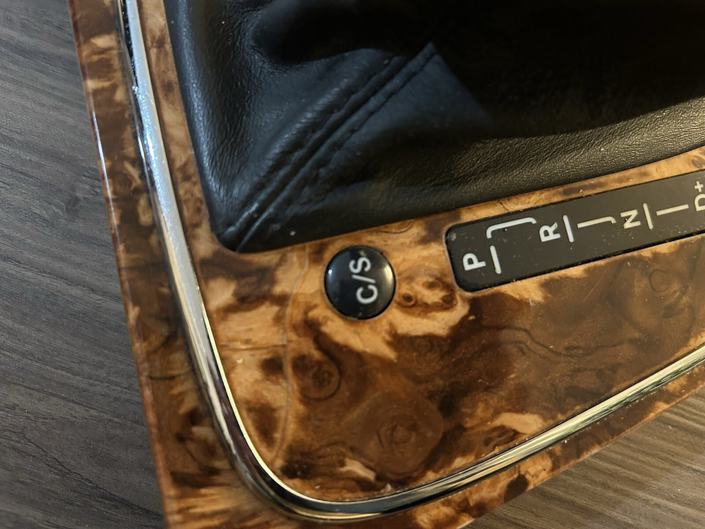 2007-09 Mercedes W211 E350 E550 OEM Shifter Knob Boot Cover Black & Wood Factory