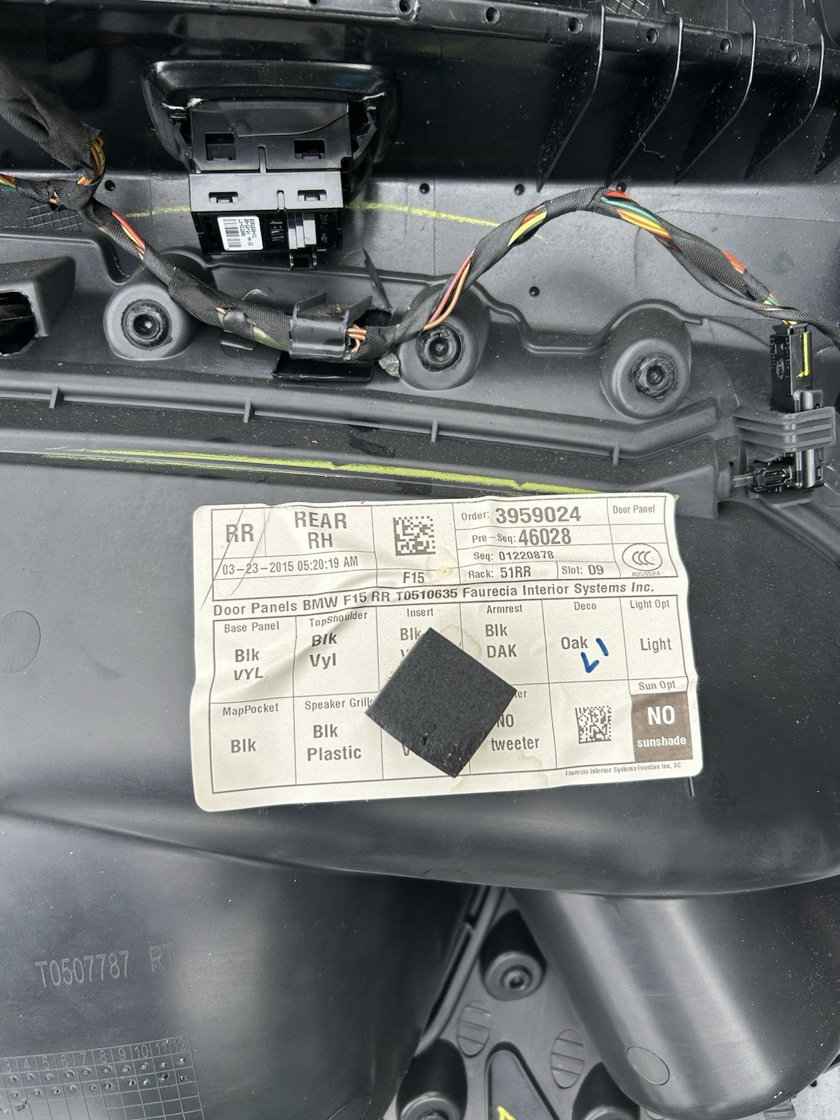 ⭐ 14-18 Bmw F15 X5 Rear Right Passenger Door Card Panel Trim Cover Black Oem