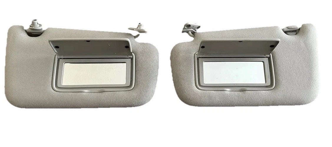 13-19 Nissan Sentra Sunvisors set OEM Gray Cloth Vanity Mirror pair sun visors