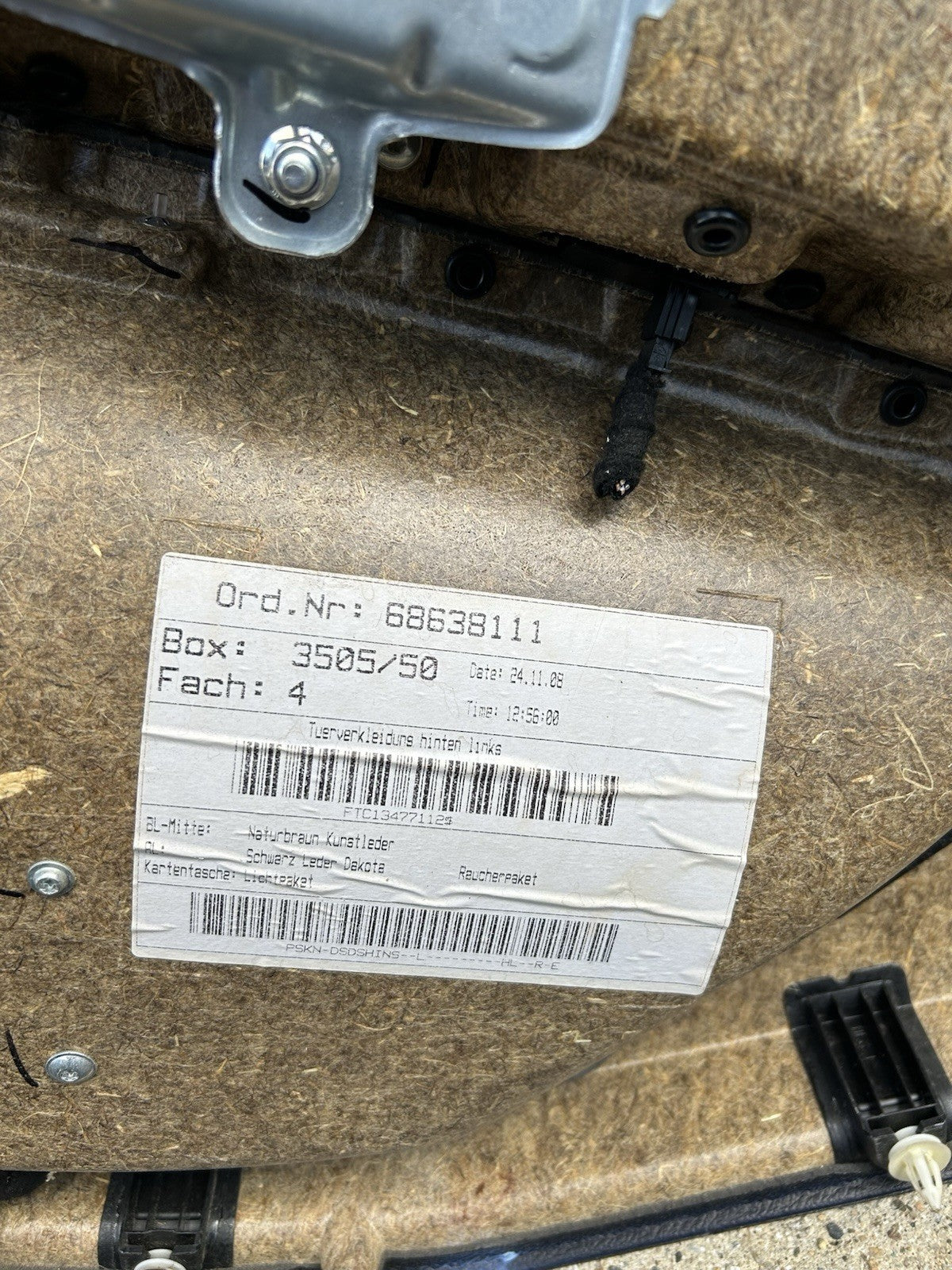 BMW E60/E61 5-Series Rear Left Door Panel Dakota Naturbraun Black OEM