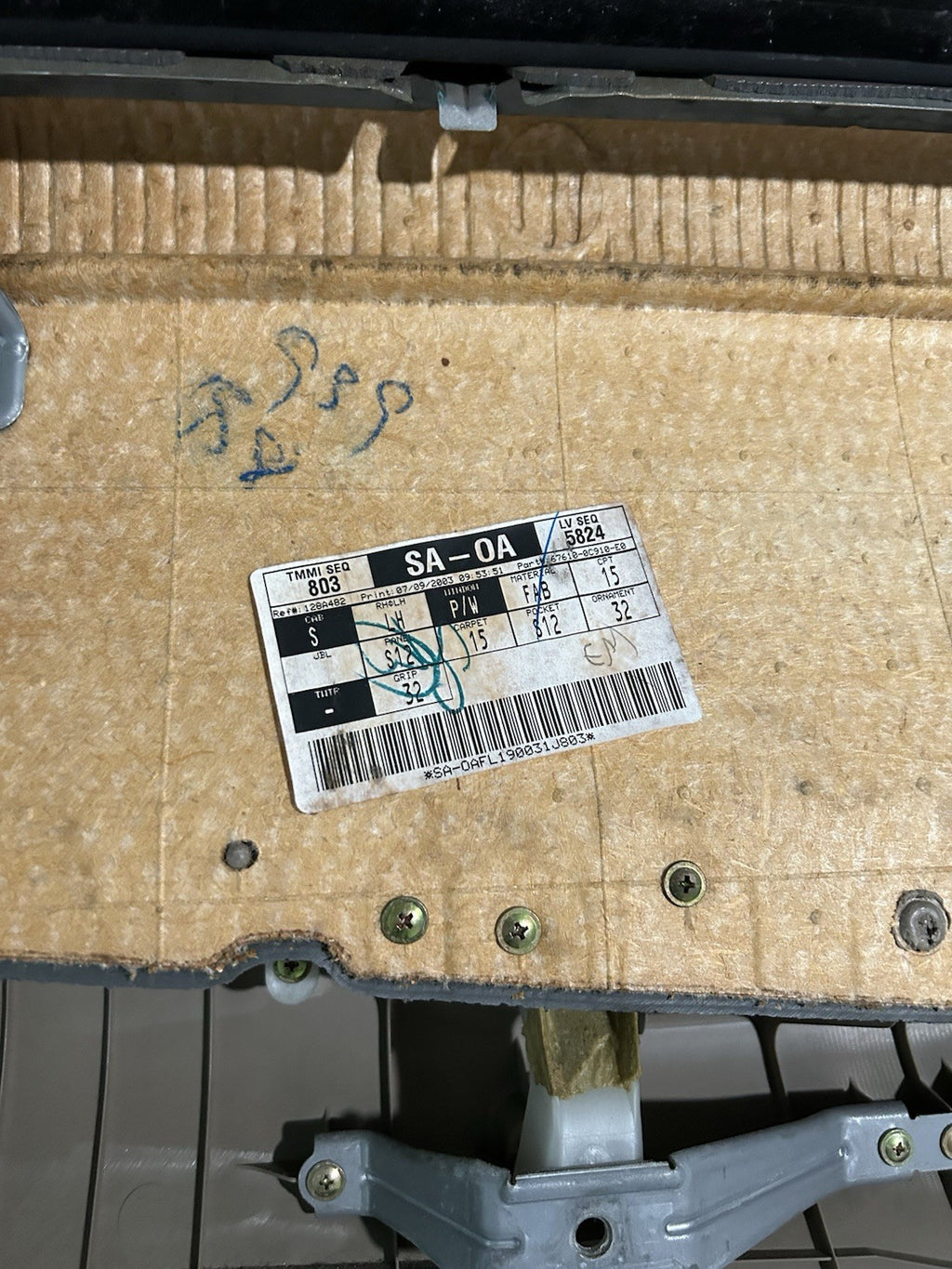 2001 2002 2003 2004 Toyota Sequoia Left Driver  Front Door Panel Trim Tan OEM