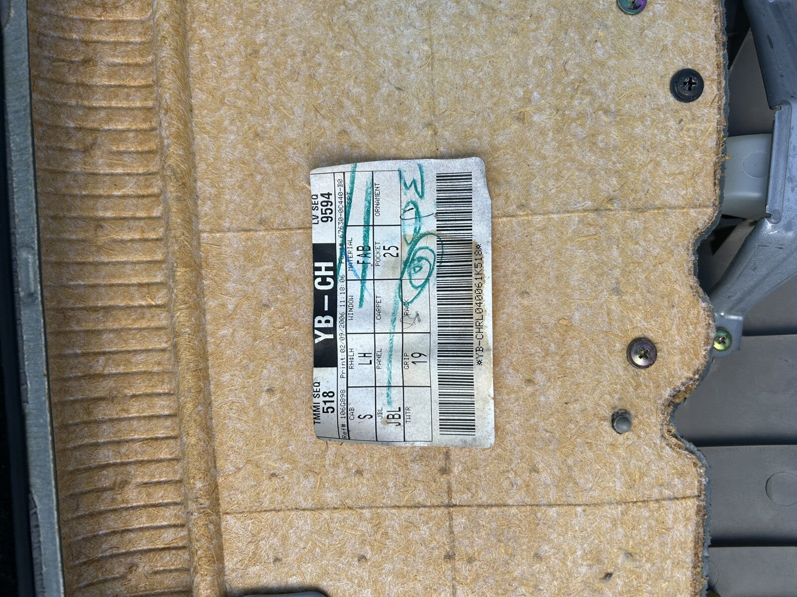 2001-2007 TOYOTA SEQUOIA REAR LEFT DRIVER SIDE DOOR PANEL TRIM OEM Gray