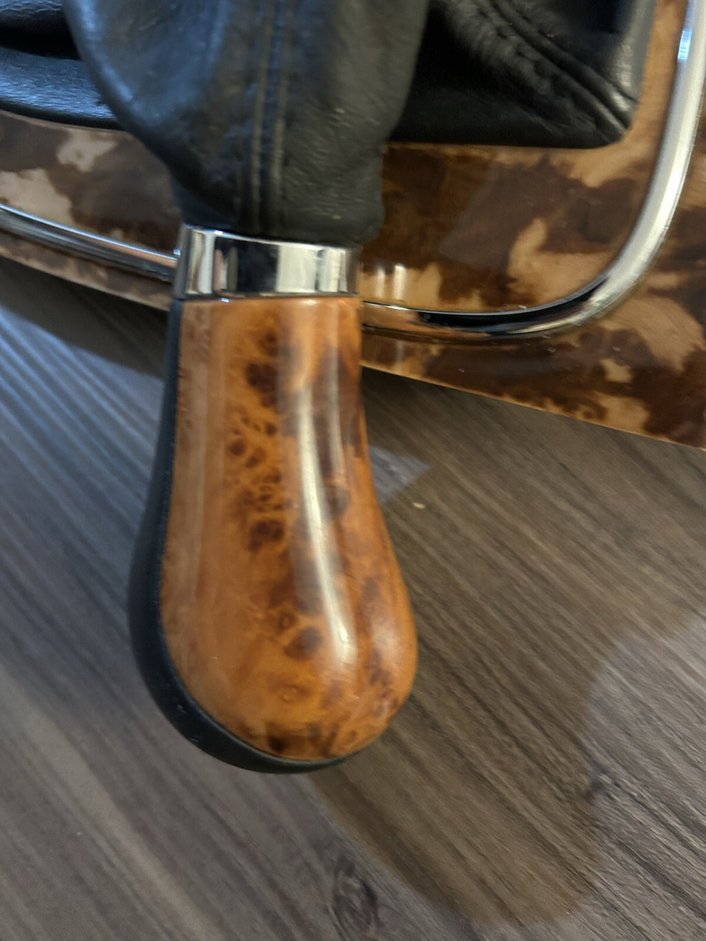 2007-09 Mercedes W211 E350 E550 OEM Shifter Knob Boot Cover Black & Wood Factory