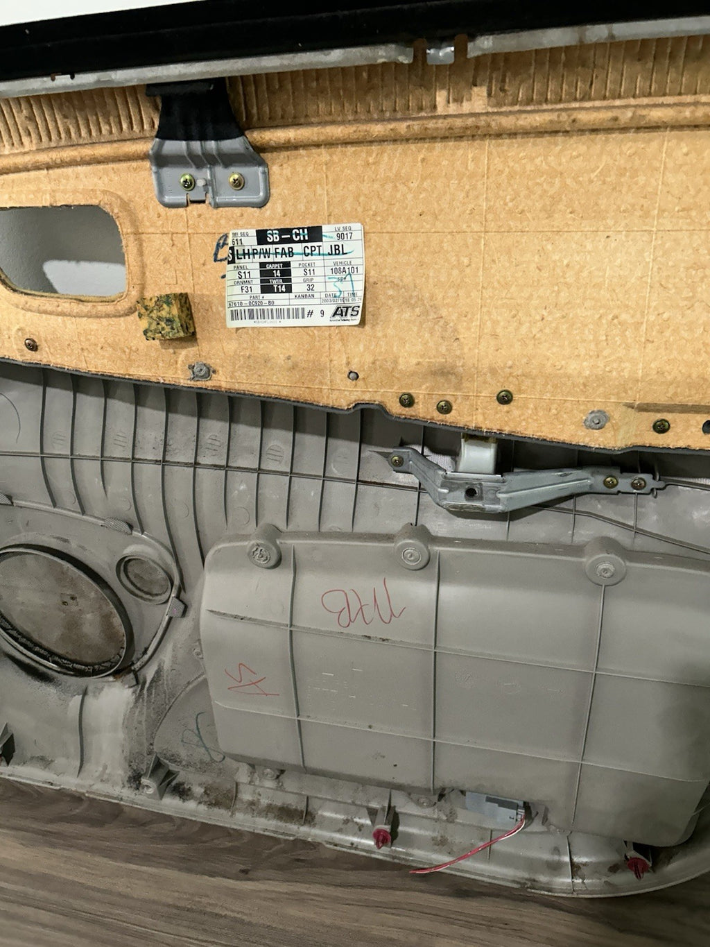 2001 2002 2003 2004 Toyota Sequoia Left Driver  Front Door Panel Trim Gray OEM