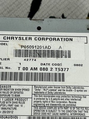 Chrysler/Dodge/Jeep Mygig 430 High Speed RBZ Radio (P05091201Ad)