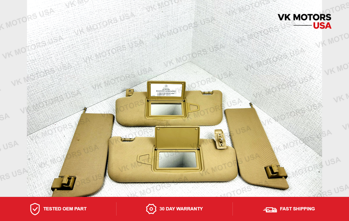 Sun Visor Set 2003-2009 Mercedes E320 E350 E500 E550 E55 E63 AMG Beige OEM