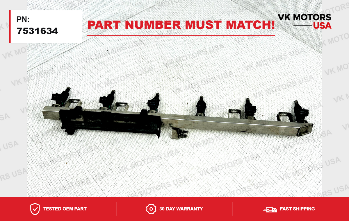 07-13 BMW E90 328i 128i N51 Engine Motor Fuel Injector Rail  OEM 7531634