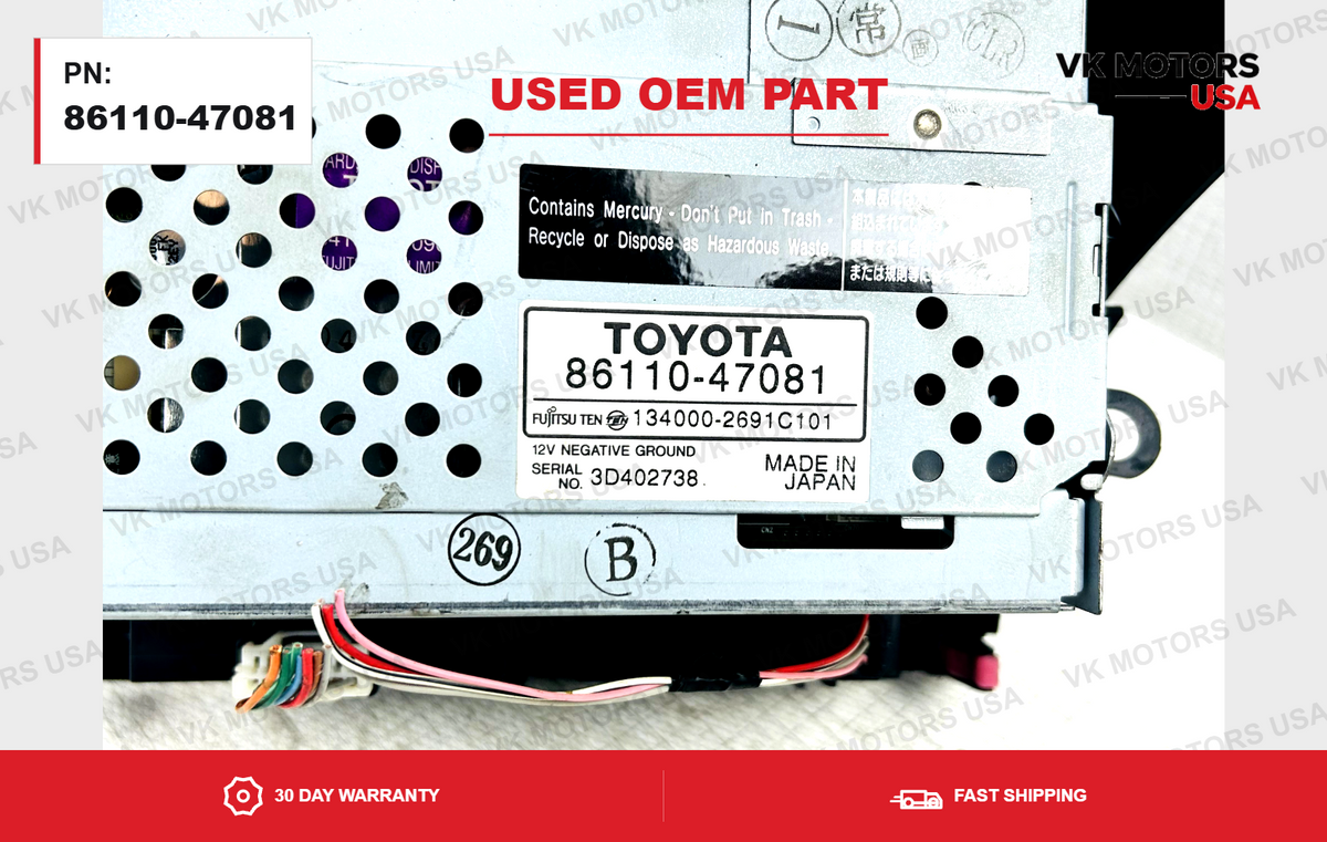 2006-2009 Toyota Prius Radio Dash Info Display Non-Navigation 86110-47081
