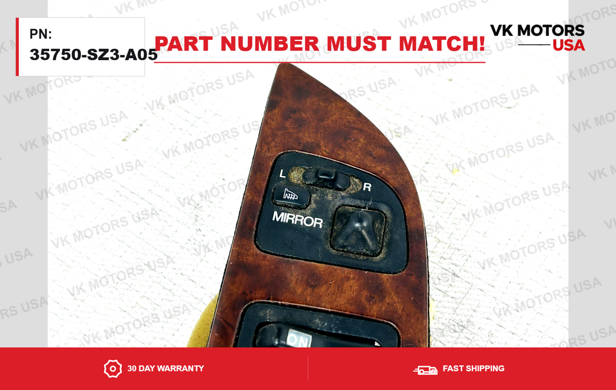 37750-SZ3-A05 Master Power Window Switch Left Side Wood OEM Acura RL 2002-2004