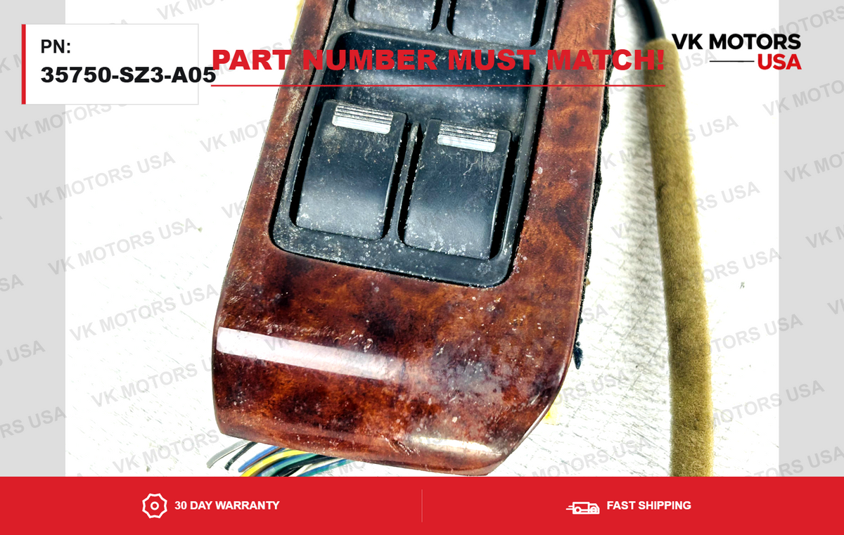 37750-SZ3-A05 Master Power Window Switch Left Side Wood OEM Acura RL 2002-2004