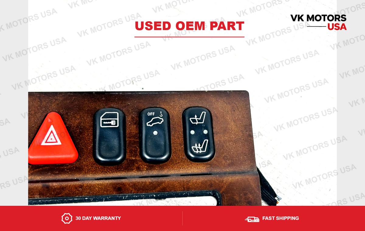 W210 98-03 Mercedes E320 Center Console Dash Hazard Light Switch Trim Wood