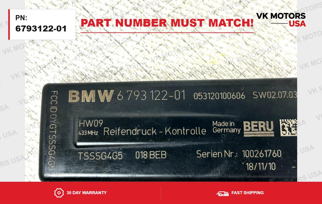 BMW E90 E92 E84 RDC Tpms Antenna Module OEM 6793122-01