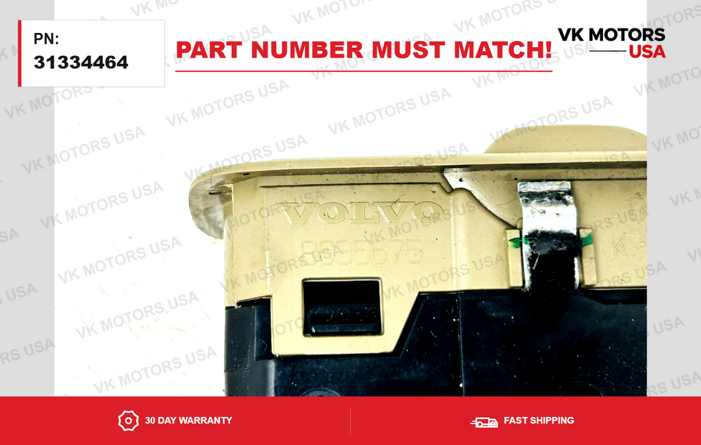 OEM 2007-2014 VOLVO S60 V70 XC90 Driver Door Master Window Switch 31334464 Beige