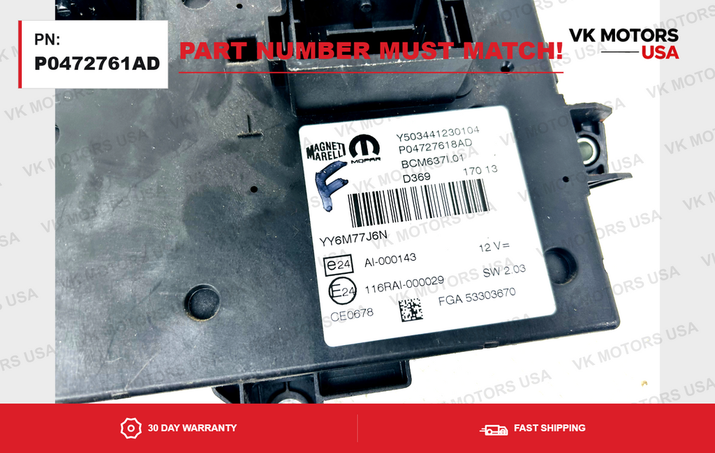 14-17 Ram ProMaster Front Body Control Module P0472761AD OEM