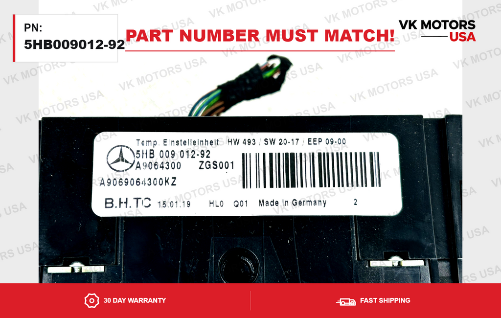 2007-2009 Mercedes Dodge Sprinter AC Heater Climate Control Unit 5HB009012-92