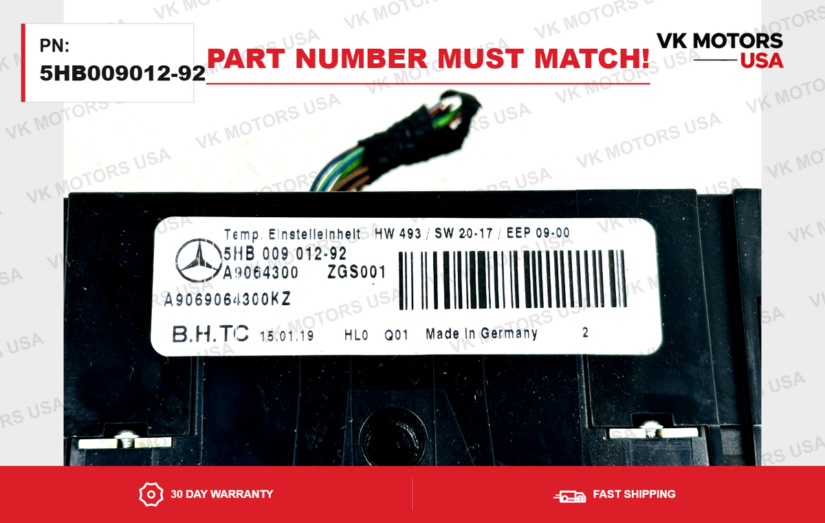 2007-2009 Mercedes Dodge Sprinter AC Heater Climate Control Unit 5HB009012-92