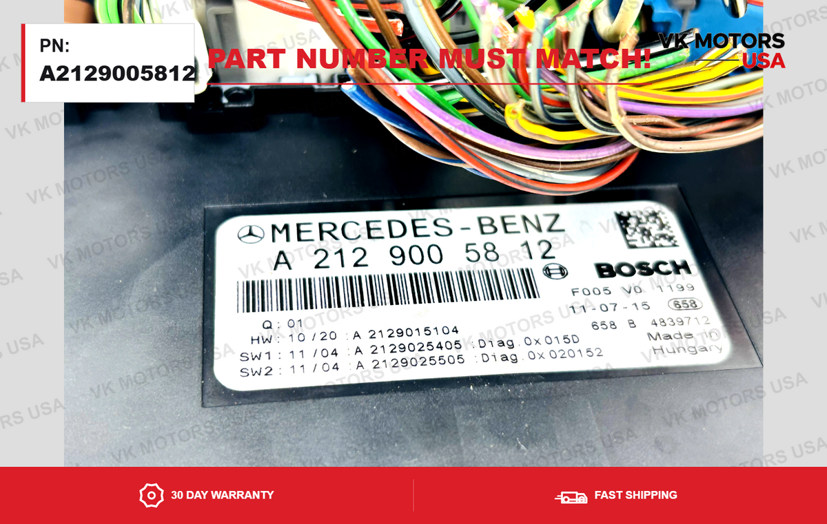 10-15 Mercedes W204 C250 SLK250 E350 Front SAM Module Fuse Box A2129005812 OEM