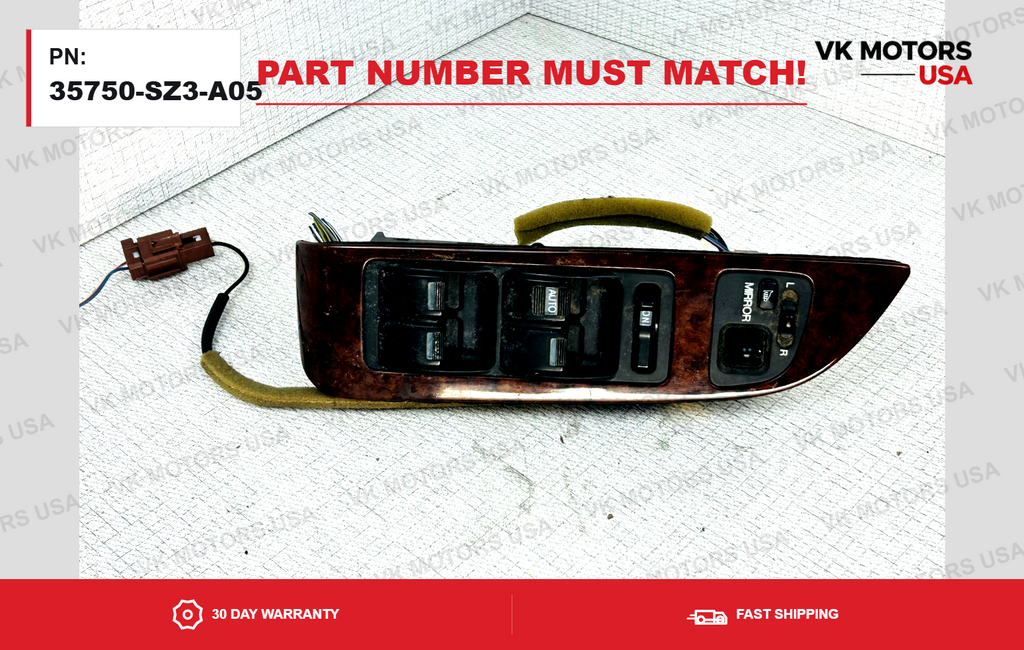 37750-SZ3-A05 Master Power Window Switch Left Side Wood OEM Acura RL 2002-2004