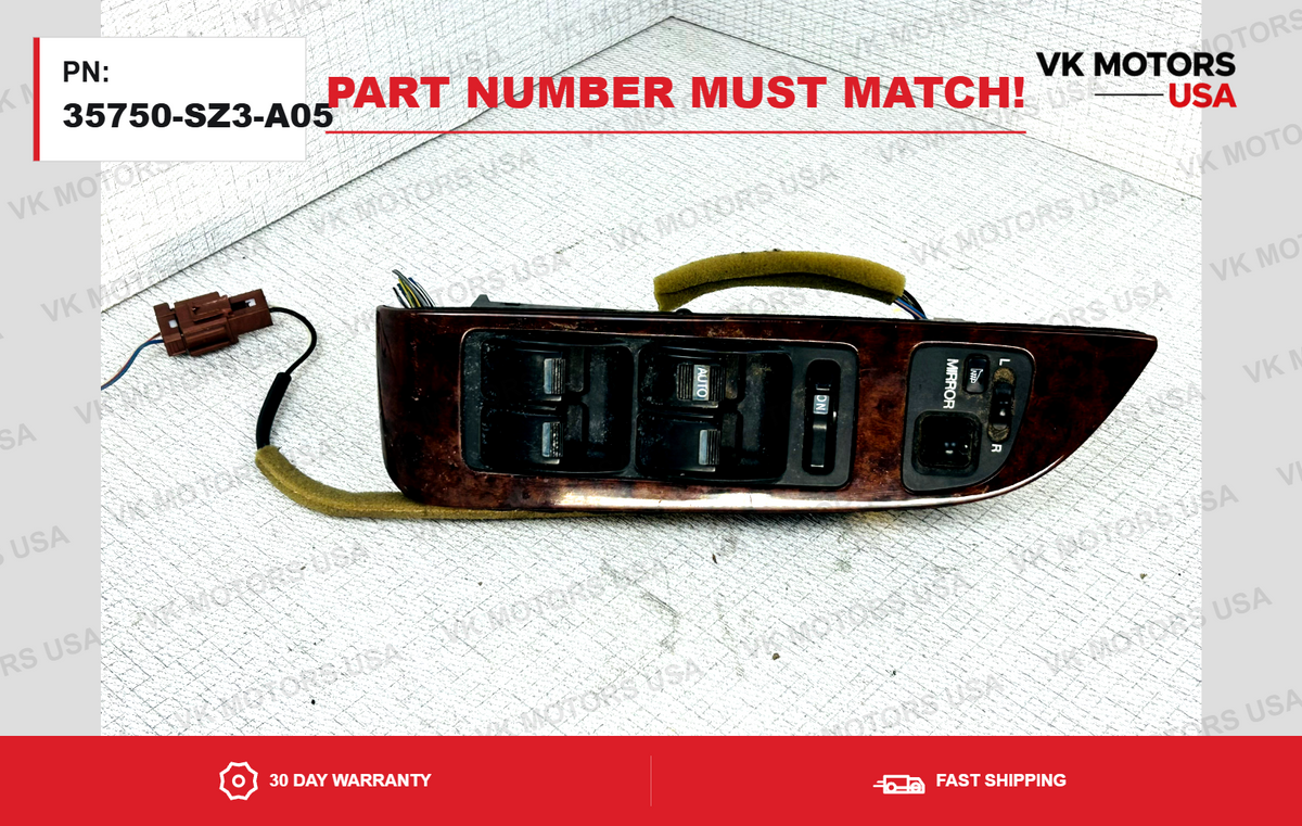 37750-SZ3-A05 Master Power Window Switch Left Side Wood OEM Acura RL 2002-2004