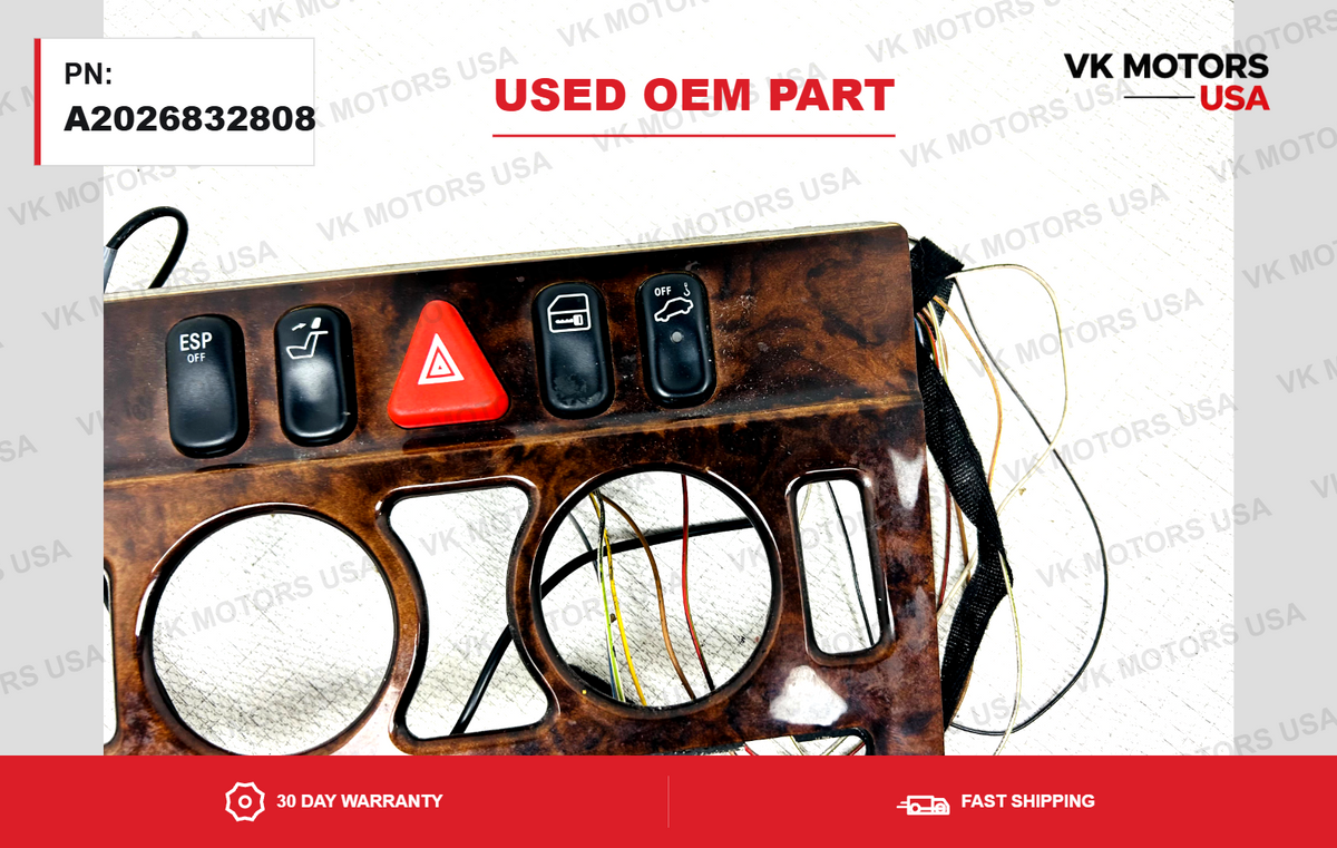 MERCEDES BENZ C-CLASS W202  DASHBOARD HAZARD SWITCH TRIM A2026832808 OEM