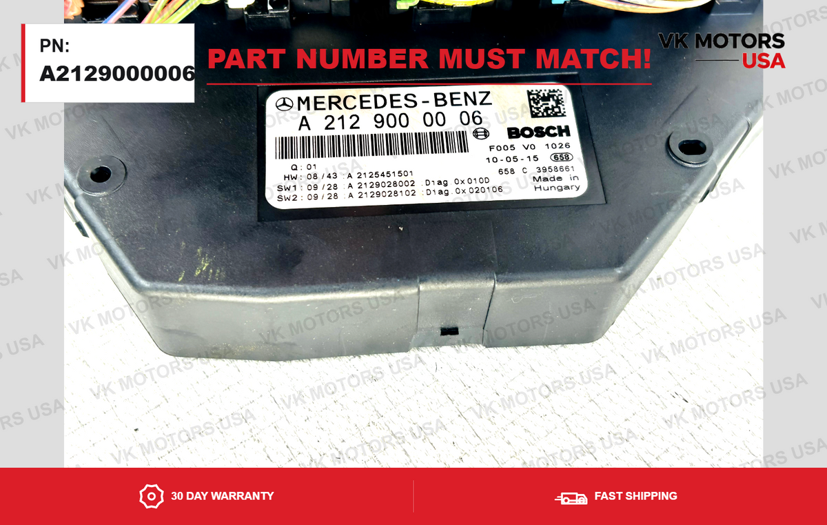 10-15 Mercedes W204 C250 SLK250 E350 Front SAM Module Fuse Box A2129000006 OEM