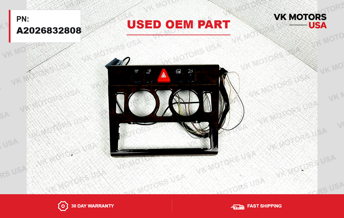 MERCEDES BENZ C-CLASS W202  DASHBOARD HAZARD SWITCH TRIM A2026832808 OEM