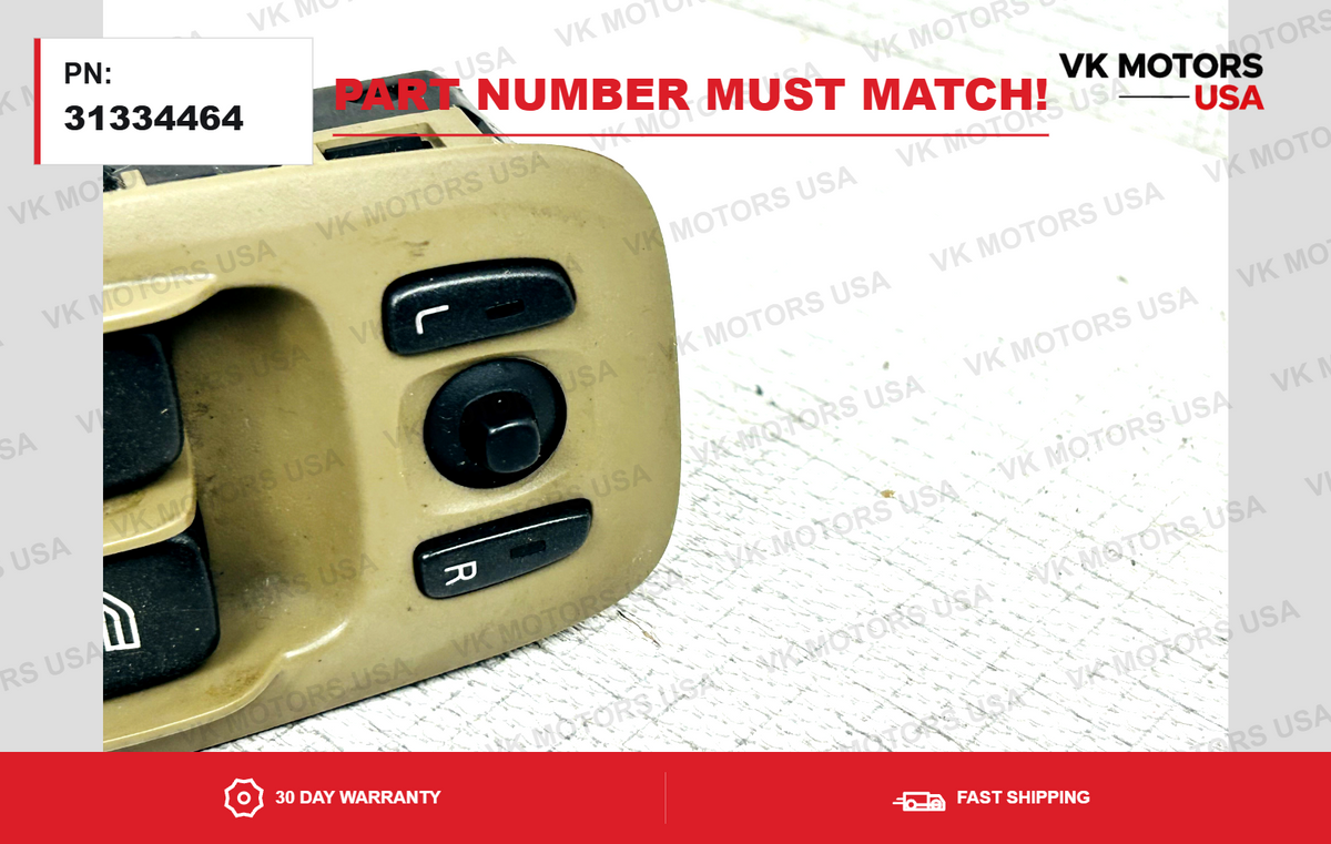 OEM 2007-2014 VOLVO S60 V70 XC90 Driver Door Master Window Switch 31334464 Beige