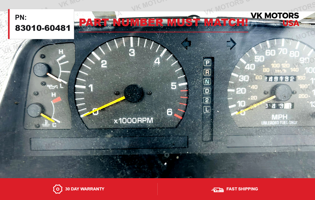 Toyota Land Cruiser 93-94 FZJ80 Locked Gauge Cluster Speedometr 83010-60481 249K