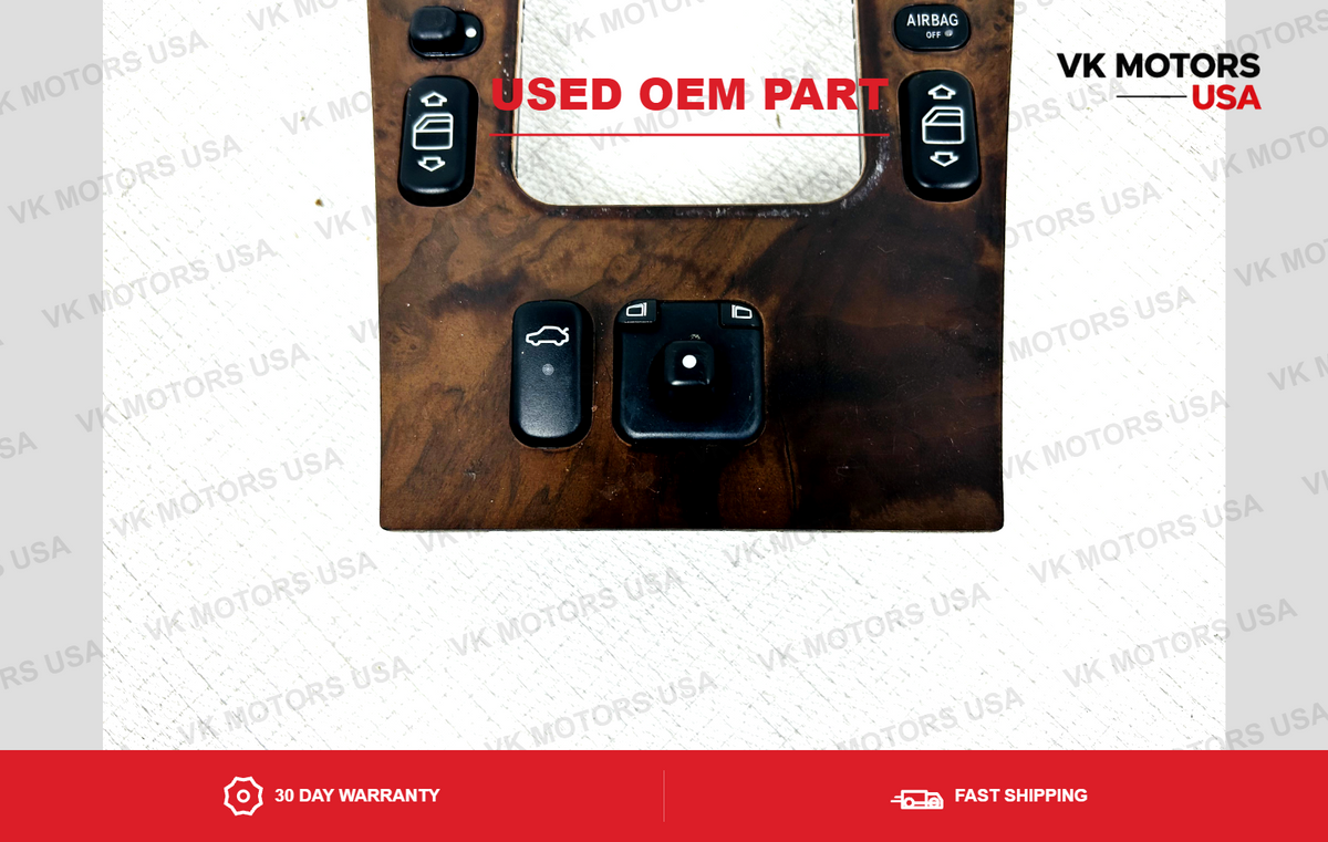 98-02 Mercedes W210 C280 E55 C43 Center Console Master Window Switch Panel Wood