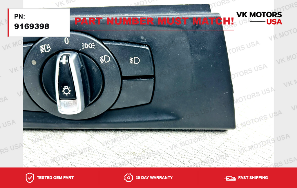 08-11 OEM BMW E82 E88 E90 E91 Headlight Switch Control Panel Light Module BLACK