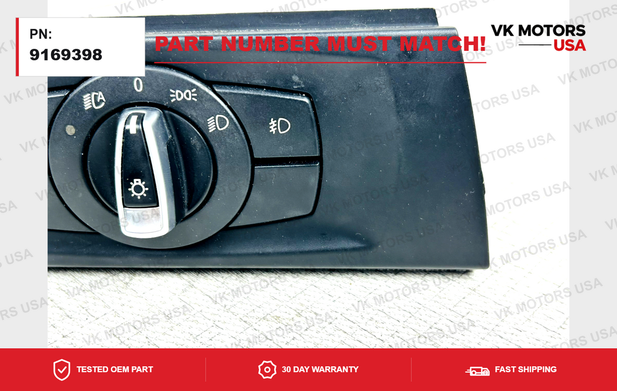 08-11 OEM BMW E82 E88 E90 E91 Headlight Switch Control Panel Light Module BLACK