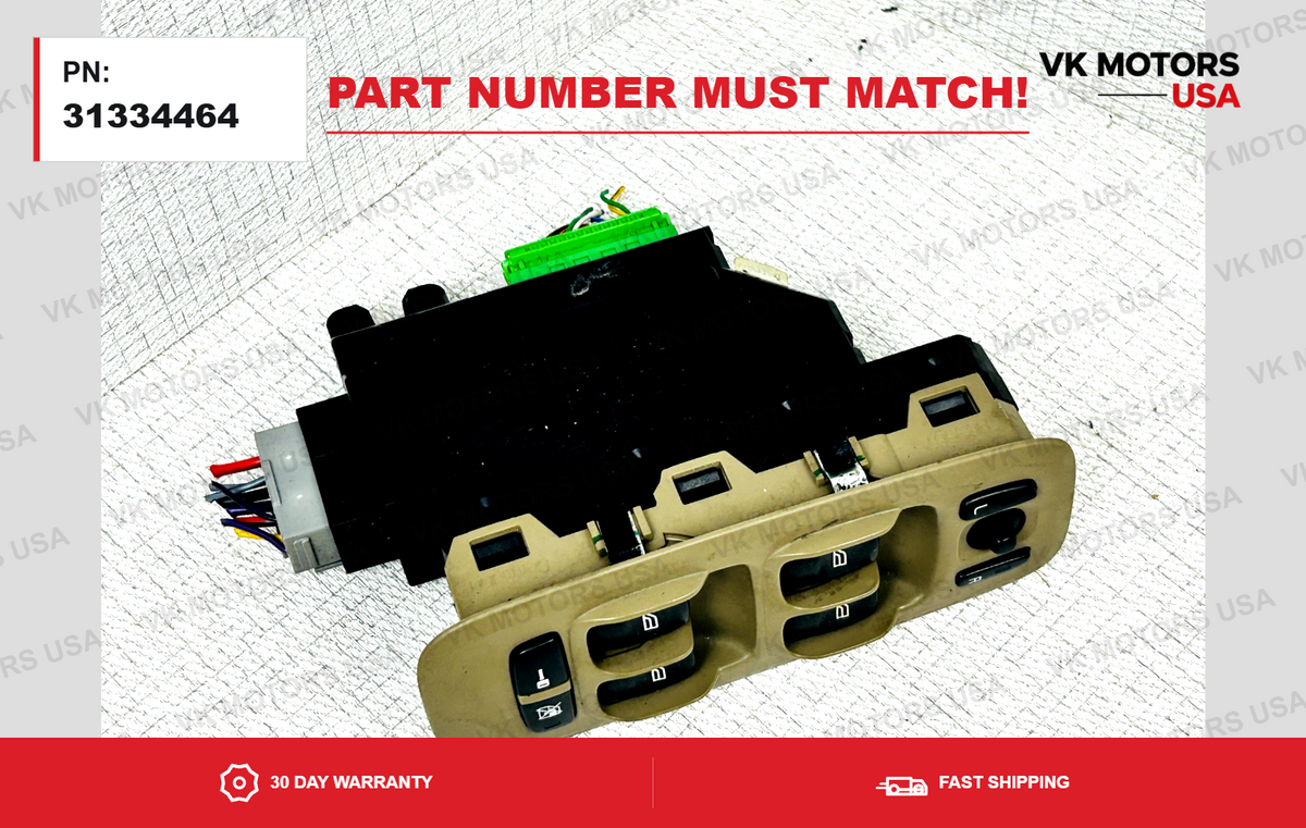 OEM 2007-2014 VOLVO S60 V70 XC90 Driver Door Master Window Switch 31334464 Beige