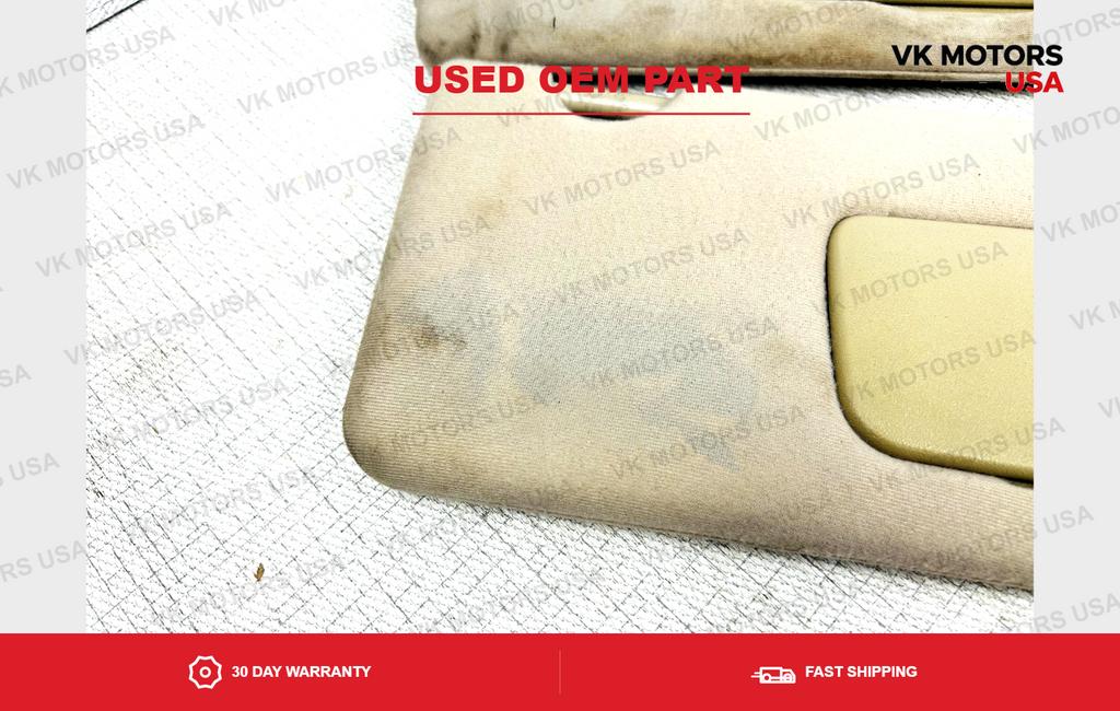2004-2008 Toyota Solara Driver & Passenger Side Sun Visor Pair Set Tan Lighted