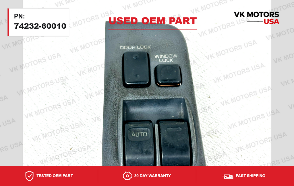 91-97 Toyota Land Cruiser Front Master  Window Switch OEM Drivers Left Side Gray