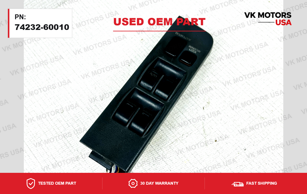 91-97 Toyota Land Cruiser Front Master  Window Switch OEM Drivers Left Side Gray