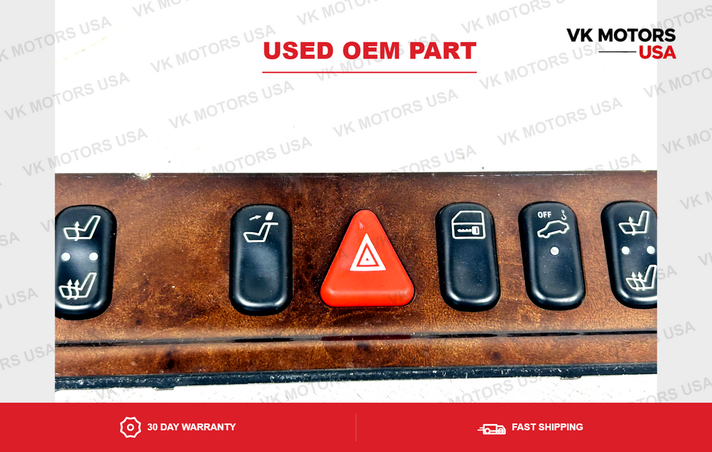 W210 98-03 Mercedes E320 Center Console Dash Hazard Light Switch Trim Wood