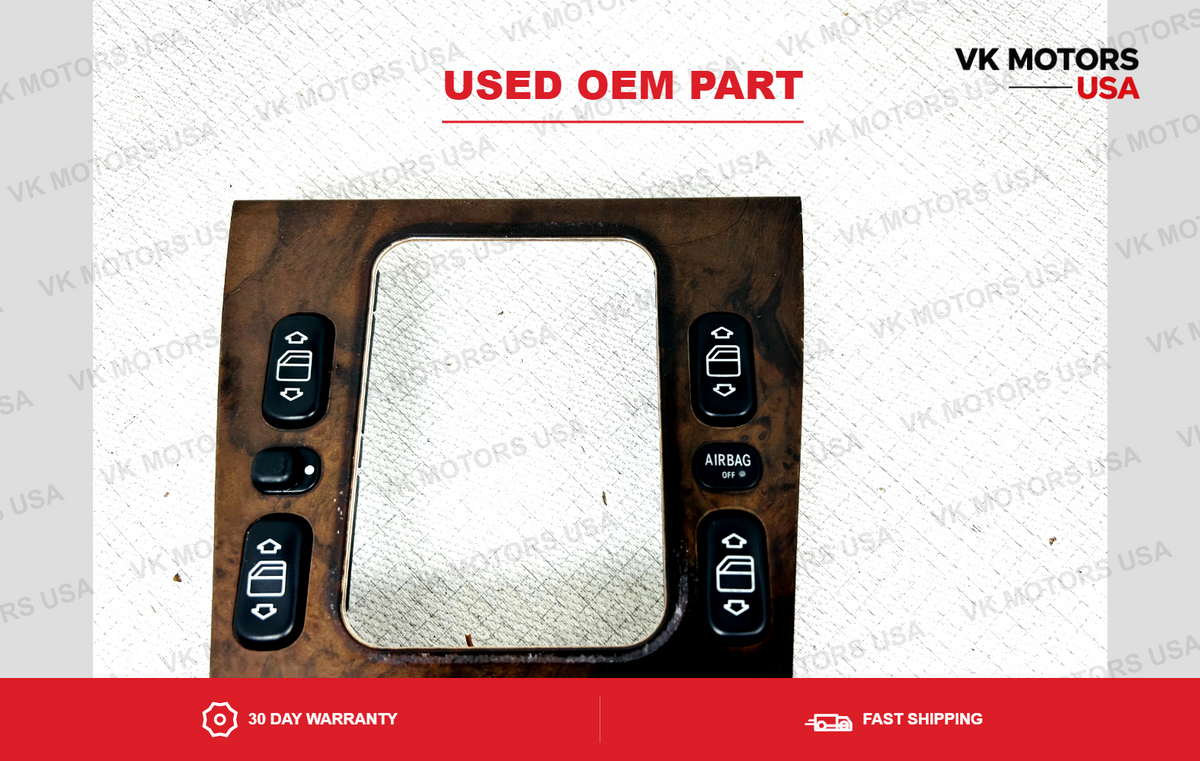 98-02 Mercedes W210 C280 E55 C43 Center Console Master Window Switch Panel Wood