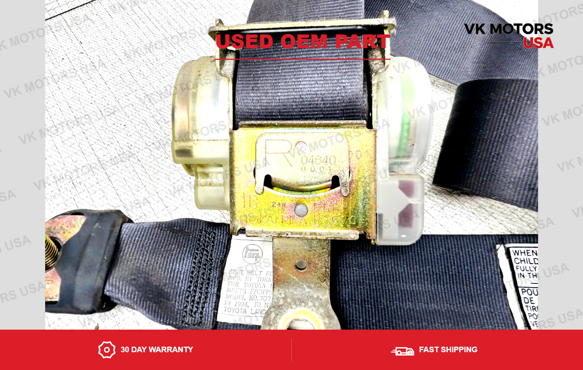 1991-1994 Toyota Land Cruiser Front Right Passengr Seat Belt Gray Retractor OEM