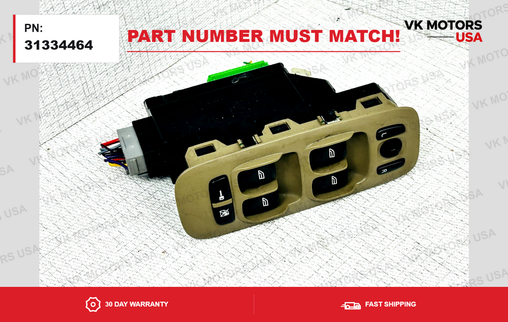 OEM 2007-2014 VOLVO S60 V70 XC90 Driver Door Master Window Switch 31334464 Beige