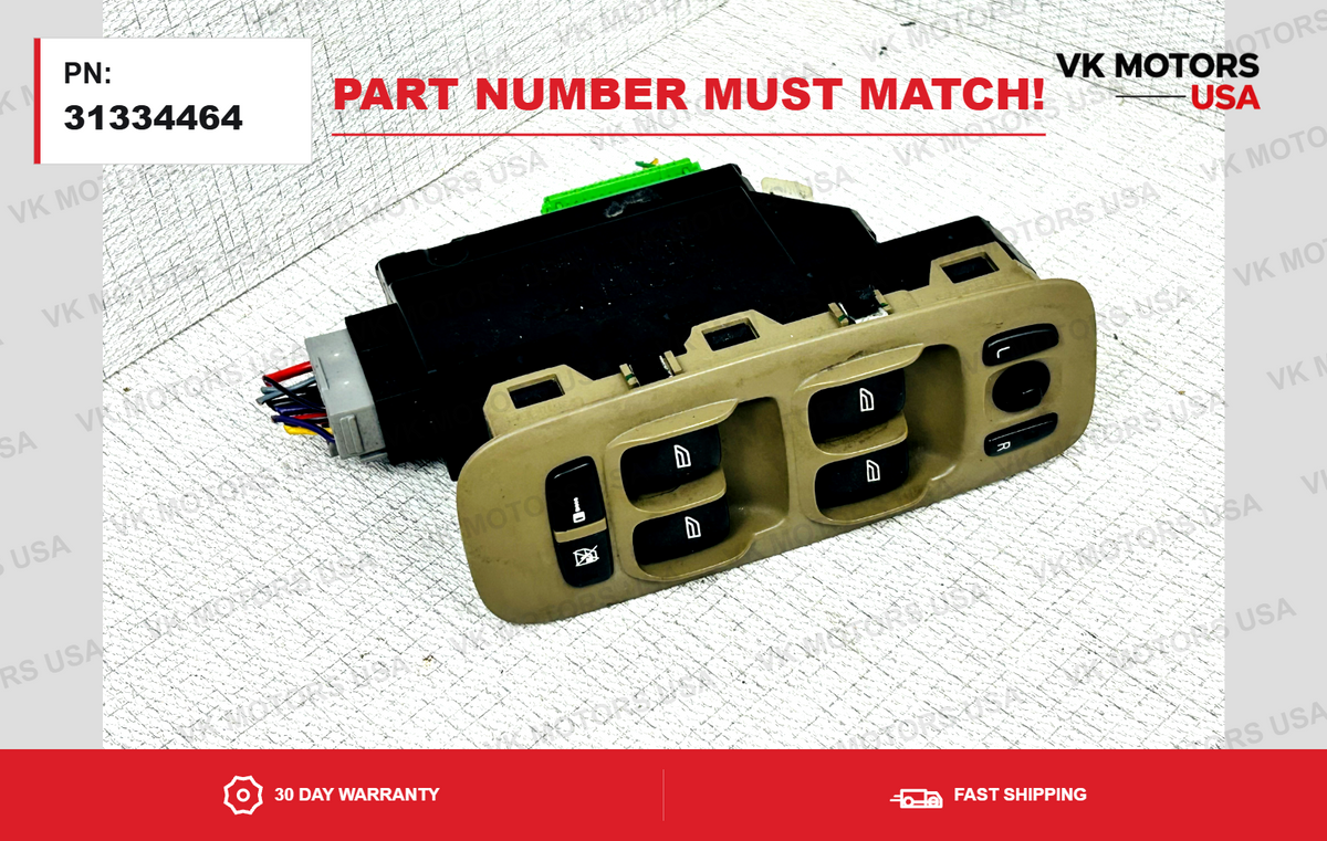 OEM 2007-2014 VOLVO S60 V70 XC90 Driver Door Master Window Switch 31334464 Beige