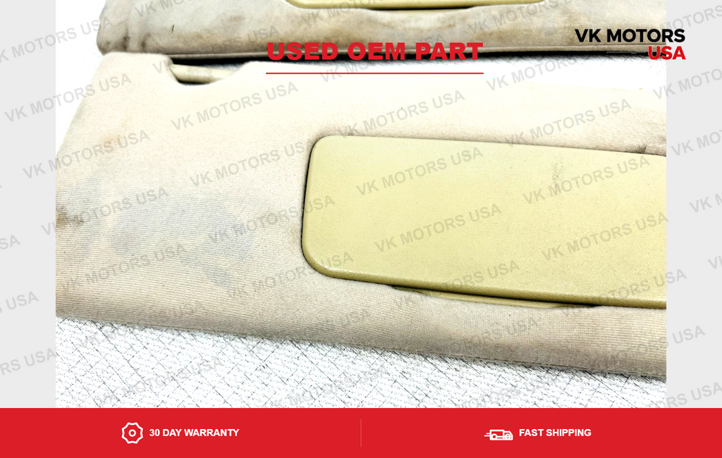2004-2008 Toyota Solara Driver & Passenger Side Sun Visor Pair Set Tan Lighted